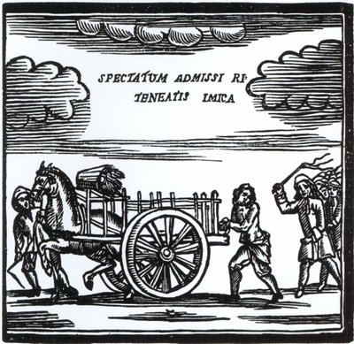 Włóczęga przepychany przez ulice autorstwa English School